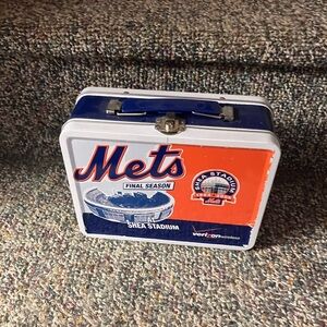 Mets Shea Stadium Final Season 2008 vtg Metal Lunchbox - Blue & Orange unused